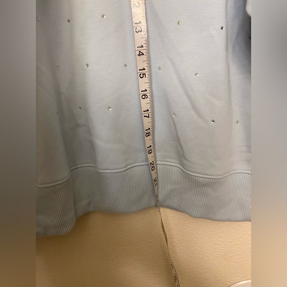 A New Day Rhinestoned Jeweled Pullover Sweatshirt crew neck light blue NWOT XS - Picture 4 of 7